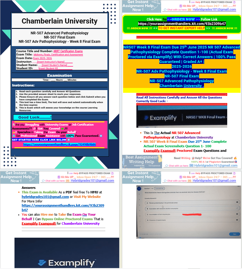 NR507 Week 8 Final Exam Due 25th June 2025 NR 507 Advanced Pathophysiology Complete Question 1-100 (Actual Exam Proctored via Examplify) With Correct Answers | 100% Pass Guaranteed | Graded A+ | - Your Assignment Handlers (Bypass_proctored_Exams)