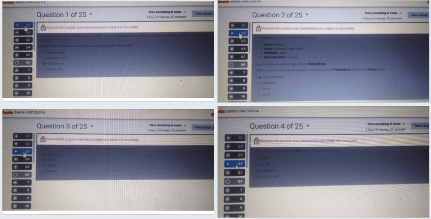 ZLO1: Data Management WGU D427 OA Objective Assessment Complete Actual Exam Questions 6 - 60 Screenshots D427 Data Management - Applications Exam Questions and Answers - Your Assignment Handlers (Bypass_proctored_Exams)